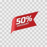 Isolated number of discount with red ribbon vector