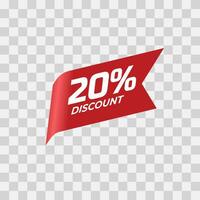 Isolated number of discount with red ribbon vector
