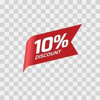 Isolated number of discount with red ribbon vector