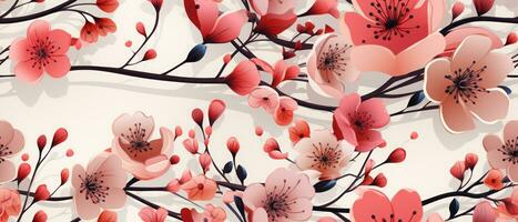 Cherry blossom background with watercolor effect. Digital illustration for your design. AI Generated. photo