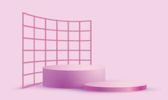 Vector realistic pink podiums background
