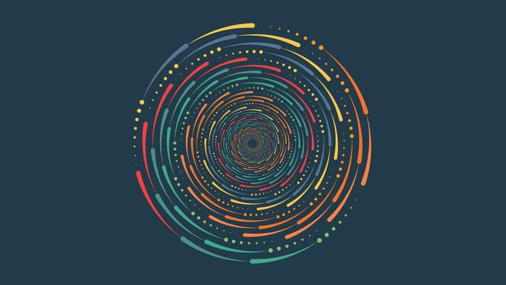 Abstract spiral creative vortex minimalist background in rainbow color.