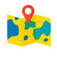 Vector travel road street map with location pin symbol vector illustration