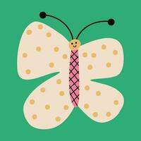 Hand drawn cartoon cute insect butterfly illustration vector