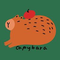 Hand drawn cute children's cartoon animal illustration capybara vector