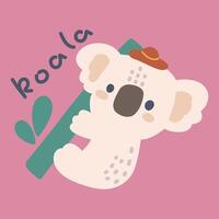 Hand drawn children's cartoon illustration koala vector