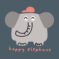 Creative hand drawn cute cartoon animal elephant illustration vector