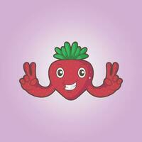cute and unique strawberry mascot vector