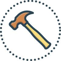 color icon for hammer vector