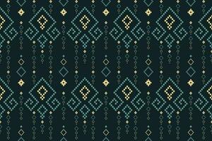 Green Cross stitch colorful geometric traditional ethnic pattern Ikat seamless pattern border abstract design for fabric print cloth dress carpet curtains and sarong Aztec African Indian Indonesian vector