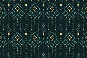 Green Cross stitch colorful geometric traditional ethnic pattern Ikat seamless pattern border abstract design for fabric print cloth dress carpet curtains and sarong Aztec African Indian Indonesian vector