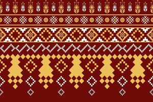 Red Cross stitch colorful geometric traditional ethnic pattern Ikat seamless pattern abstract design for fabric print cloth dress carpet curtains and sarong Aztec African Indian Indonesian vector