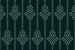 Green Cross stitch colorful geometric traditional ethnic pattern Ikat seamless pattern border abstract design for fabric print cloth dress carpet curtains and sarong Aztec African Indian Indonesian vector