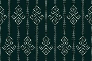 Green Cross stitch colorful geometric traditional ethnic pattern Ikat seamless pattern border abstract design for fabric print cloth dress carpet curtains and sarong Aztec African Indian Indonesian vector