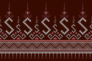 Red Cross stitch colorful geometric traditional ethnic pattern Ikat seamless pattern abstract design for fabric print cloth dress carpet curtains and sarong Aztec African Indian Indonesian vector