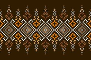 Nature vintages cross stitch traditional ethnic pattern paisley flower Ikat background abstract Aztec African Indonesian Indian seamless pattern for fabric print cloth dress carpet curtains and sarong vector