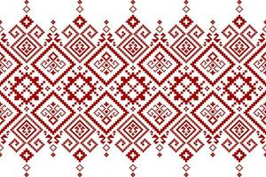 Red Cross stitch colorful geometric traditional ethnic pattern Ikat seamless pattern abstract design for fabric print cloth dress carpet curtains and sarong Aztec African Indian Indonesian vector