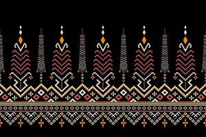 Cross stitch colorful geometric traditional ethnic pattern Ikat seamless pattern abstract design for fabric print cloth dress carpet curtains and sarong Aztec African Indian Indonesian vector