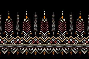 Cross stitch colorful geometric traditional ethnic pattern Ikat seamless pattern abstract design for fabric print cloth dress carpet curtains and sarong Aztec African Indian Indonesian vector