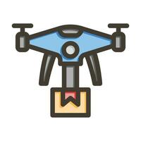 Drone Delivery Vector Thick Line Filled Colors Icon For Personal And Commercial Use.