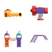 Playground icons set cartoon vector. New children playground vector
