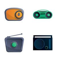 Old radio icons set cartoon vector. Vintage radio tuner vector