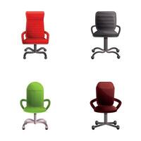 Leather chair icons set cartoon vector. Various office chair vector