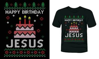 Happy Birthday Jesus Christmas sweater design vector