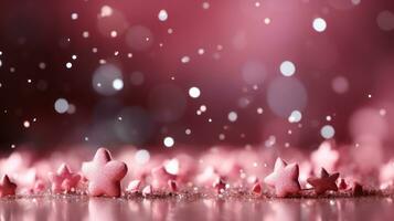 Christmas background with snowflakes and bokeh lights. Digital illustration of your design. AI Generated. photo