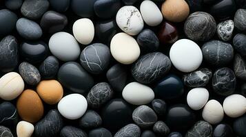 Colorful pebble stones background. Close-up view. Digital illustration of your design. AI Generated. photo