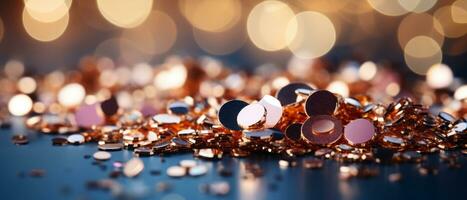Jewelry background with bokeh defocused lights and stars. Digital illustration of your design. AI Generated. photo