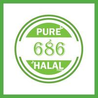 design with halal leaf design 686 vector