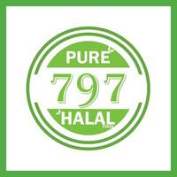 design with halal leaf design 797 vector