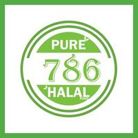 design with halal leaf design 786 vector