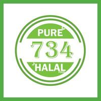 design with halal leaf design 734 vector