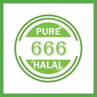 design with halal leaf design 666 vector