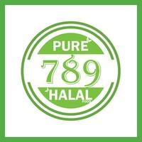 design with halal leaf design 789 vector