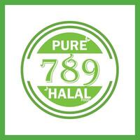 design with halal leaf design 789 vector