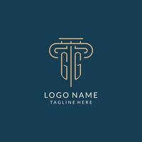 Initial letter GG pillar logo, law firm logo design inspiration vector