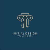 Initial letter SQ pillar logo, law firm logo design inspiration vector