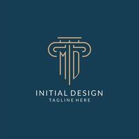 Initial letter MD pillar logo, law firm logo design inspiration vector