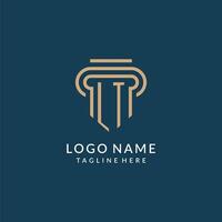 Initial LT pillar logo style, luxury modern lawyer legal law firm logo design vector