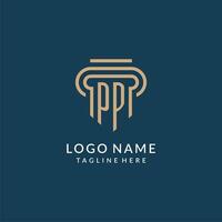 Initial PP pillar logo style, luxury modern lawyer legal law firm logo design vector