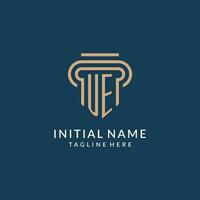 Initial UE pillar logo style, luxury modern lawyer legal law firm logo design vector