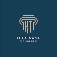 Initial KT pillar logo style, luxury modern lawyer legal law firm logo design vector