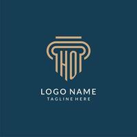 Initial HO pillar logo style, luxury modern lawyer legal law firm logo design vector