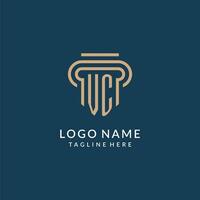 Initial VC pillar logo style, luxury modern lawyer legal law firm logo design vector
