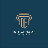 Initial DE pillar logo style, luxury modern lawyer legal law firm logo design vector