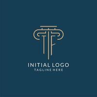 Initial letter TF pillar logo, law firm logo design inspiration vector