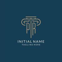 Initial letter PR pillar logo, law firm logo design inspiration vector